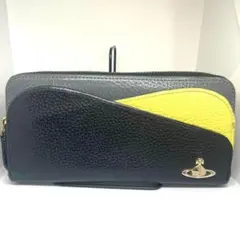 Vivienne Westwood 長財布 黒×黄×グレー　バイカラー　シボ革