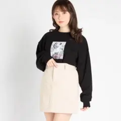 WEGO コーデュロイ ミニスカート 台形 ベージュ タイトスカート 韓国 Mのサムネイル
