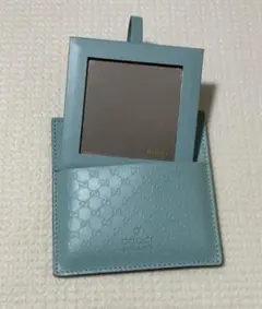GUCCI 水色 レザー 手鏡