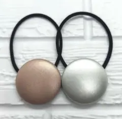 【399】ハンドメイド38mm くるみボタン　ヘアゴム