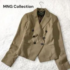 マンゴコレクション ウール混ダブルブレストテーラードジャケット キャメル