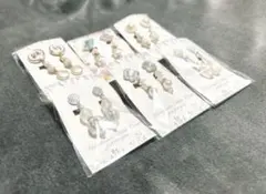 ネジバネ式ハンドメイドメイドイヤリング6個セット