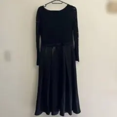 レーストップロングワンピース 黒 輸入服 パーティードレス ポケット付き