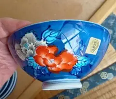 有田焼　伊万里焼 色鍋島 鍋島瀬兵窯 色絵 牡丹文 茶碗 飯碗 5客セット