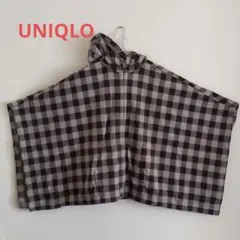 フリース チェック柄 ポンチョ フード付き ユニクロ