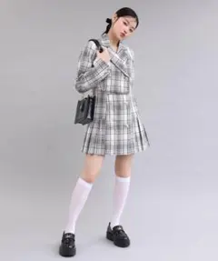 ショート丈ツイードジャケット＆ジャンパースカート セットアップ