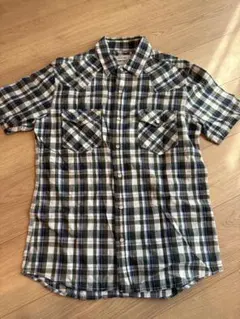 メンズ　半袖シャツ　チェックシャツ　M