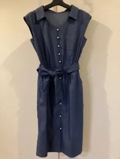 M*y様 JUSGLITTY ネイビー ボタン付き シャツワンピース ノースリー