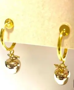 【フープイヤリング】　16 ゴールド　アップル　りんご　金　18kGP 金メッキ