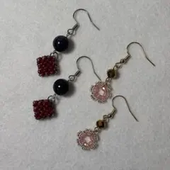 ハンドメイドビーズピアス 2点セット[111]