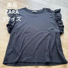 ZARA フリルスリーブ Tシャツ ブラック Sのサムネイル