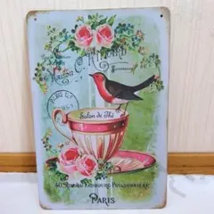 インテリア雑貨 ブリキプレート 小鳥 アンティーク風 レトロ ビンテージ人気