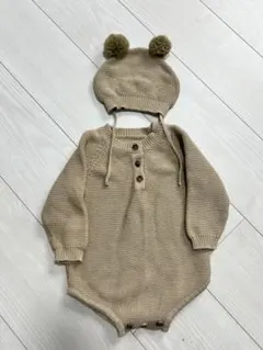 ニットロンパース ♡﻿ クマ耳帽子セット