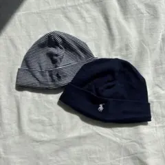 Ralph Lauren ラルフローレン　ネイビー ボーダーベビー帽子