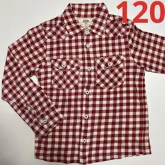 eaB チェック　長袖シャツ 120 ネルシャツ　ワッペン　ウエスタンシャツ