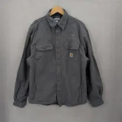 中*華様 カーハート ダック生地 裏地フランネル ワークシャツ シルバー M 企