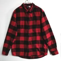1366　H&M DIVIDED　長袖ネルシャツ　M　赤黒　チェック　US古着