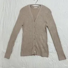 GU ワイドリブVネックカーディガン ピンクベージュ