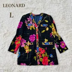LEONARD レオナール 薄手 透け感 シャツ ヒョウ柄 花柄 ピンク - メルカリ