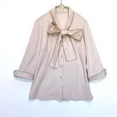 2074 ナラカミーチェ　スムースリボンタイブラウス　コットン　リボン　M