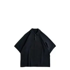 【美品】USED 00s アクリルニット 半袖 ポロシャツ BLK ドルマンのサムネイル