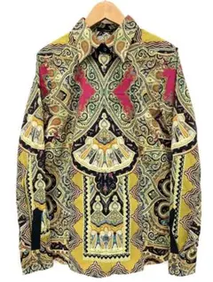T12/139 美品 ETRO エトロ 長袖シャツペイズリー柄イエロー ブラック