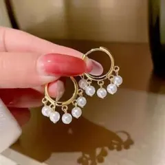 304*パール5連 サークルピアス
