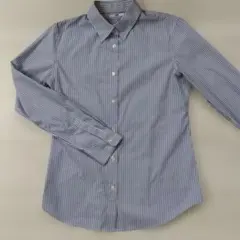 美品UNIQLO ブルーストライプ 長袖シャツ Lサイズ