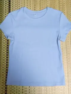 GU リブTシャツ 半袖 ライトブルー