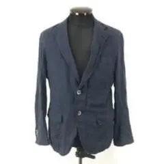 COMME CA MEN★麻58％×綿42％/シングルジャケット メンズS/紺