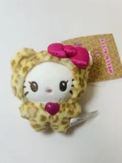 【A126】ヒョウ柄キティちゃんキーホルダー ぬいぐるみギャル マスコット♡茶