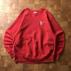 90s USA製　Lee　CROSS GRAIN　カレッジロゴ スウェット　赤系