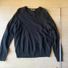 ユニクロ　ラムウール Vネックセーター L ダークグレー