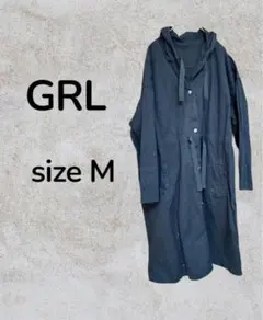 GRL ロングコート アウター ジャケット ブラック フード付き　サイズM 古着