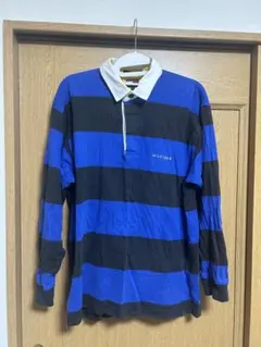 TOMMY HILFIGER ラガーシャツ Lサイズ 青/黒