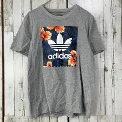 ☆アディダス☆Tシャツ ボタニカル トレフォイルロゴ プリント M～L グレー