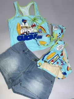 新品・未使用 サーフィンデザイン水着4点セット