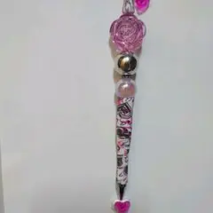 手染め薔薇♥蓄光ビーズ⭐カスタムボールペン