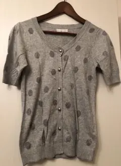 【お値下げ】JEANASIS グレー ドット半袖カーディガンのサムネイル