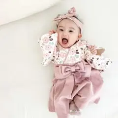 【美品】mocmof 袴 ロンパース 70 ピンク