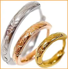 プルメリア(花)とスクロール(波)のシンプルハワイアンピアス。イエローゴールド。