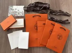 HERMES エルメス 空箱 ショップ袋 領収書入れ リボン ポストカードセット