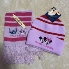 ディズニー　子供用　ニット帽子　マフラー　ミッキー　ミニー　リロアンドスティッチ