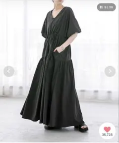 美品【mystic】ドロストギャザーワンピース　黒