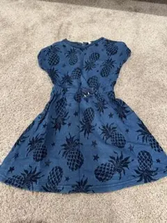 ブリーズ⭐︎パイナップル柄 半袖ワンピース ダークブルー