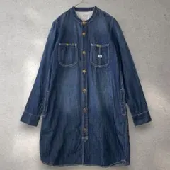 lee デニム ロング デニムシャツ ノーカラー ポケット有り 金ボタンMサイズ