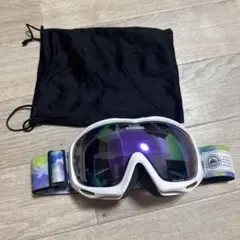 【お値下げ対応】スキーゴーグル ホワイトフレーム 花柄ストラップ