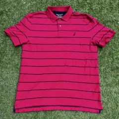NAUTICA ポロシャツ レッド ボーダー XLサイズ y2k USA シティ