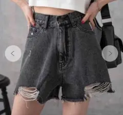 ダークグレー デニムショートパンツ WEGO