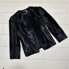 DKNY ノーカラージャケット　フェイクファーのサムネイル